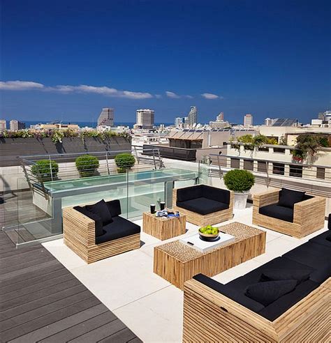 modern outdoor deck with beautiful patio furniture on the rooftop - Decoist