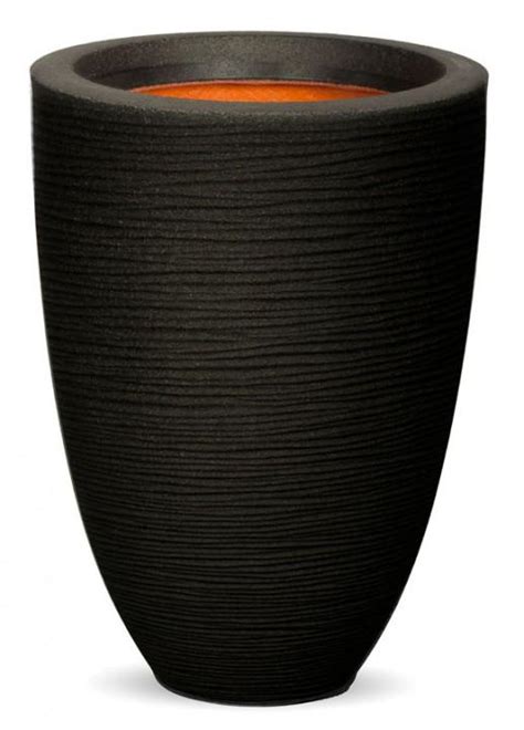 Round Resin Ribbed Black Planter By Cadix Capi Tutch Vase Elegance Low