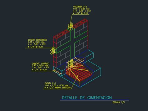 Detalle De Cimentacion En AutoCAD Descargar CAD Gratis 40 74 KB