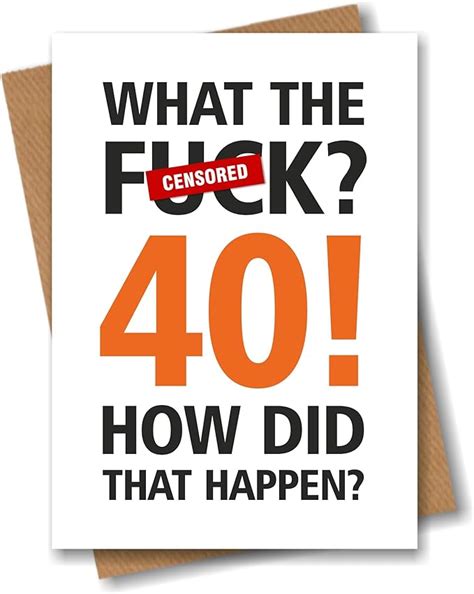 40th Rude Adult Birthday Greeting Card Offensive Humour Funny Age 40 Forty Uk Office