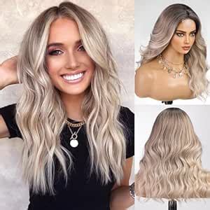 Amazon KOME Ombre Ash Blonde Wigs For Women Platinum Blonde