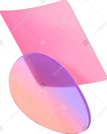 3D bent disc and transparent rectangle with rounded corners PNG, SVG