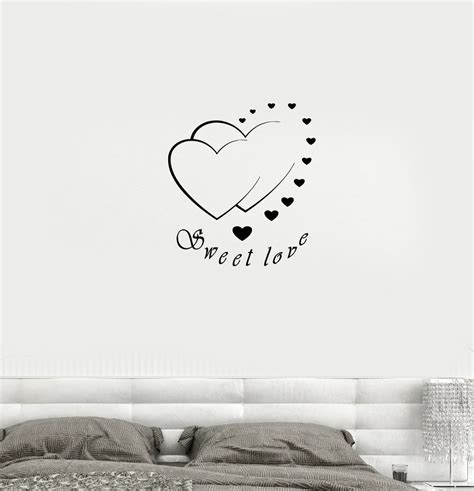 Wall Decal Sweet Love Romance Hearts Bedroom Decor Vinyl Sticker Unique