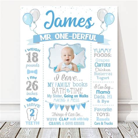 Mr Onederful 1st Birthday Board Picture Milestone Birthday White