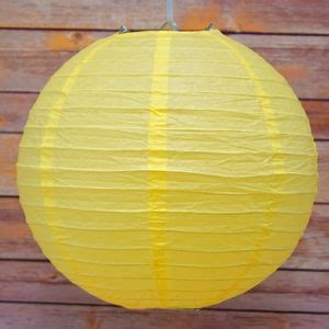 Lemon Yellow Chiffon Round Paper Lantern Even Ribbing Hanging