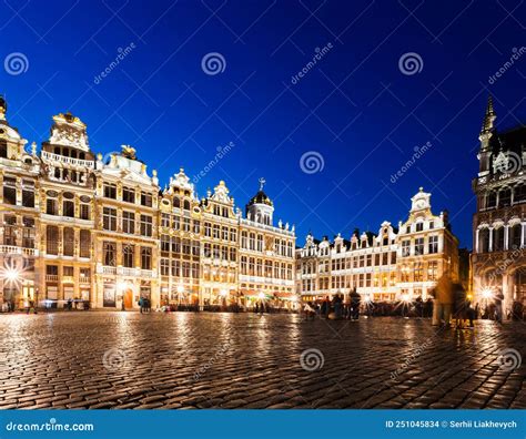 Grand Place In Brussels At Night Belgium Stock Photo Image Of Famous