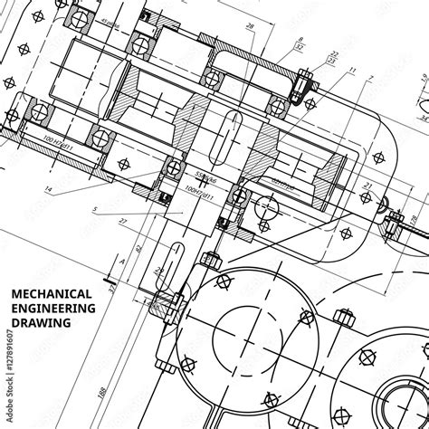 Mechanical Engineering drawing. Engineering Drawing Background. Vector. Stock Vector | Adobe Stock