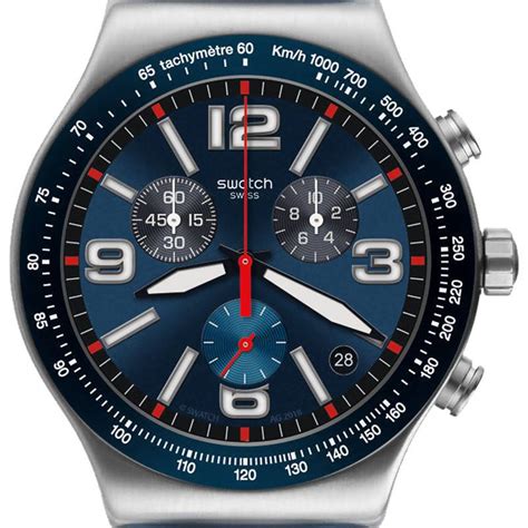 Montre New Irony Chrono Blue Grid Yvs Swatch Ocarat