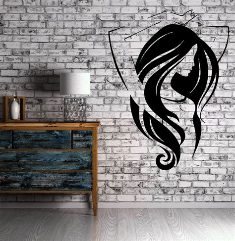 Beautiful Girl Long Hair Beauty Salon Decor Wall Mural Vinyl Sticker