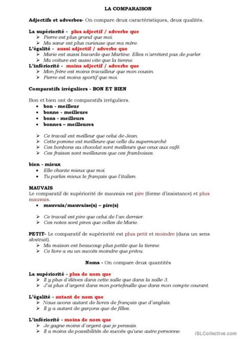 Comparaison Fran Ais Fle Fiches Pedagogiques Pdf Doc 32032 Hot Sex