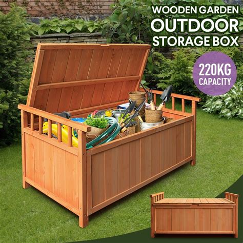 Waterproof Outdoor Storage Box Wooden Garden Deck Storage Bench ...