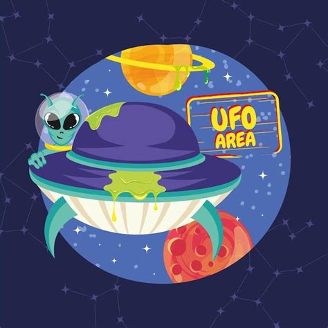 Premium Vector Cute Cartoon Alien Ufo Sticker Vector