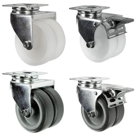 A Twin Wheel Castors Plate Fixing Polypropylene Or Rubber Tyre