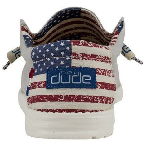 Hey Dude Mens Wally Off White Patriotic Clearys Shoes And Boots