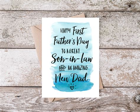 Son In Law Fathers Day Card First Fathers Day Card Son In Etsy