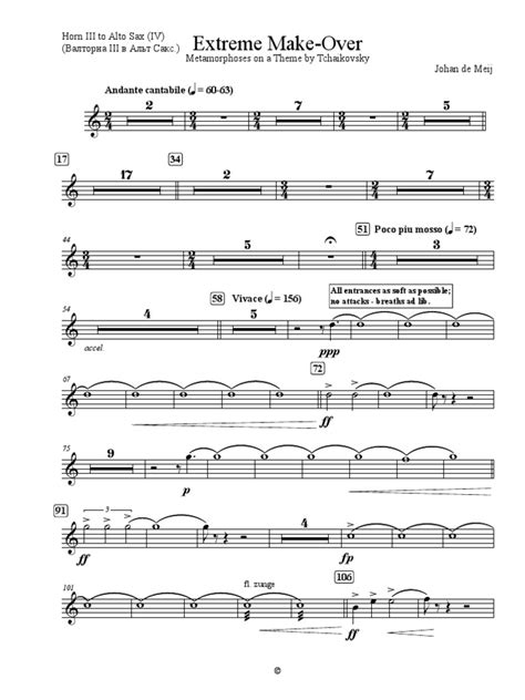 Horn III To Alto Sax (IV) | PDF | Performing Arts | Notation