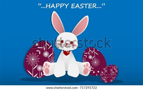 Vector Illustration Cute White Rabbit Red Stock Vector Royalty Free