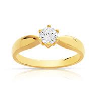 Bague Solitaire Or 750 Jaune Diamant 40 100e De Carat Femme