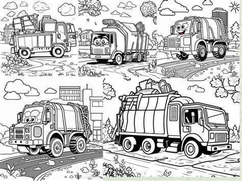 Garbage Truck Coloring Pages Cute Trash Truck Birthday Party - Etsy