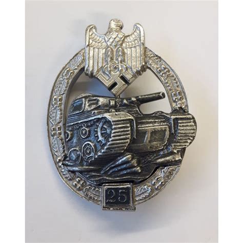 German Tank Battle Badge 25 Actions Silver Militarytour