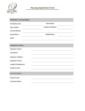 Fillable Online Quilpie Qld Gov Housing Application Form