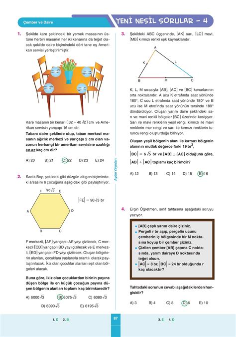 TYT AYT Geometri Ders İşleyiş Modülleri 4 Modül Çember ve Daire