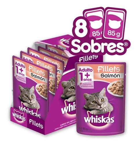 Whiskas Alimento Húmedo Gatos Salmon En Filetes 8 Sobres MercadoLibre