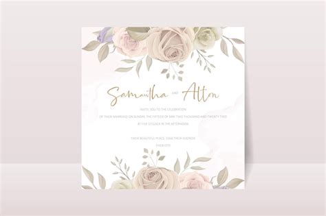 Ensemble De Cartes D Invitation De Mariage De Belles Roses Dessin Es