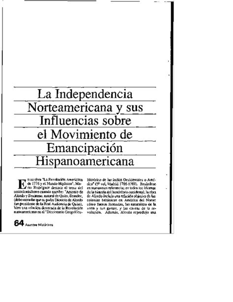 Pdf La Independencia Norteamericana Y Sus Influencias Sobre El