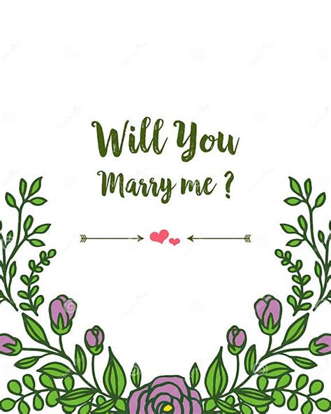 Vector Illustration Lettering Will You Marry Me For Bright Green Leafy