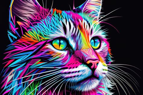 Colorful Cat Portrait Pop Art Stock Illustration Illustration Of