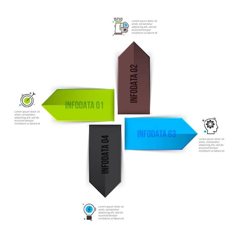 Infografía de flechas vectoriales con 4 opciones plantilla para