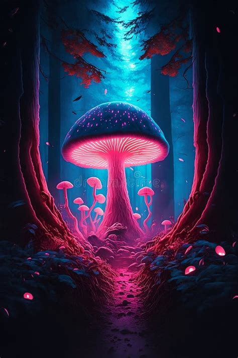 Magical Mushroom in a Mythical Forest Stock Illustration - Illustration ...