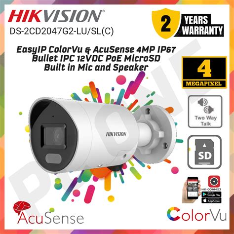 Hikvision Easyip Colorvu Acusense Mp Ip Bullet Ipc Vdc Poe