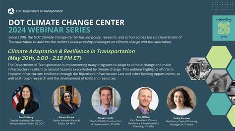 U S Dot Climate Adaptation And Resilience In Transportation Webinar