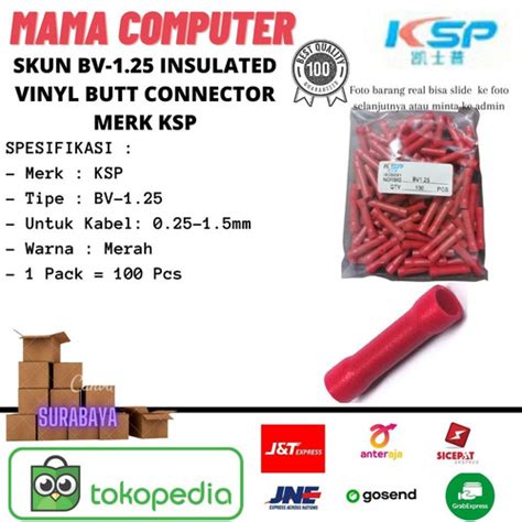 Jual Skun BV 1 25 Insulated Vinyl Butt Connector Merah FORT Isi 100pcs