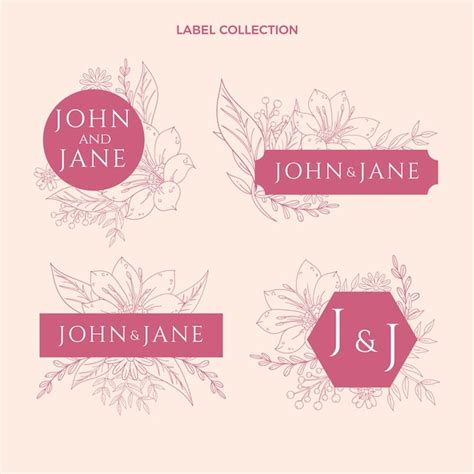 Free Vector Hand Drawn Wedding Label And Badges