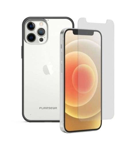 Combo Case Puregear Slim Shell iPhone 12 Pro Max Clear Black Lámina