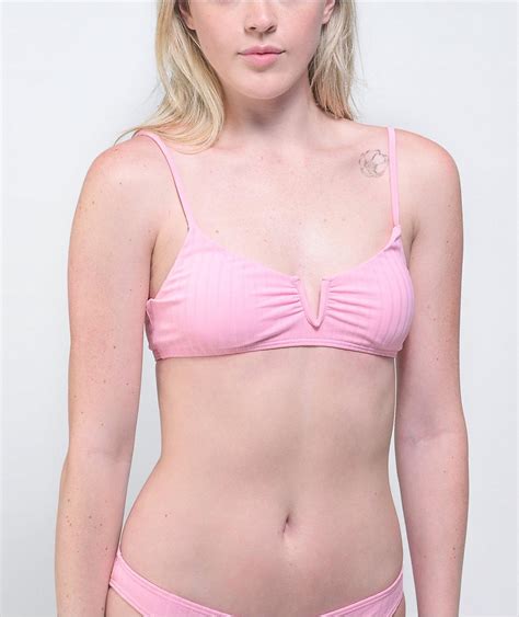 Sunsets Inc Swim Damsel Bon Super Rib Pink Bralette Bikini Top