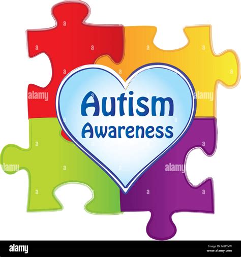 Autism Awareness Puzzle Pieces with Heart Stock Photo - Alamy