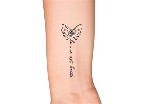 Butterfly Heart La Vie Est Belle Sternum Temporary Tattoo Life Is