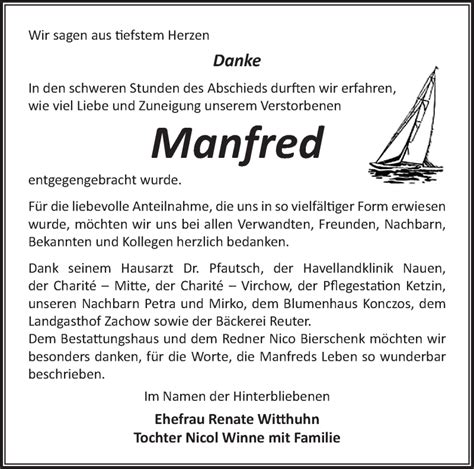 Traueranzeigen Von Manfred M Rkische Onlinezeitung Trauerportal