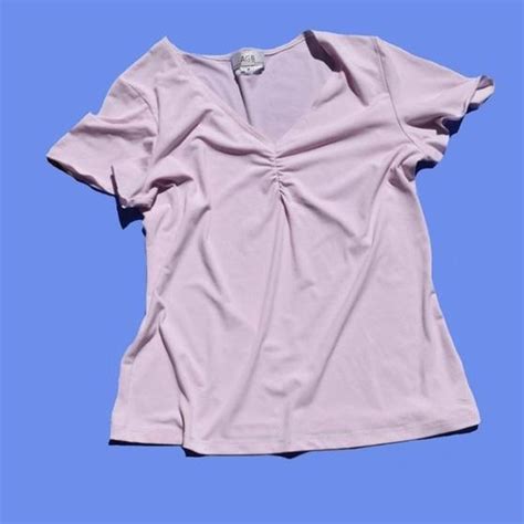 Baby Pink Ruched V Neck Blouse With Short Flutter Depop