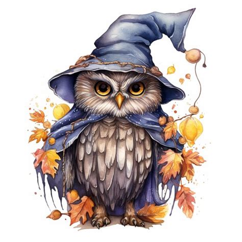 Premium Ai Image There Is A Watercolor Painting Of An Owl Wearing A