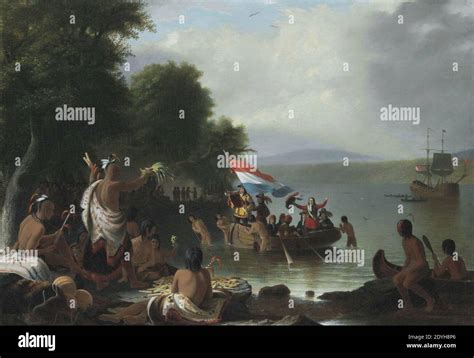 Landing Of Henry Hudson 1609 At Verplanck Point New York By Robert