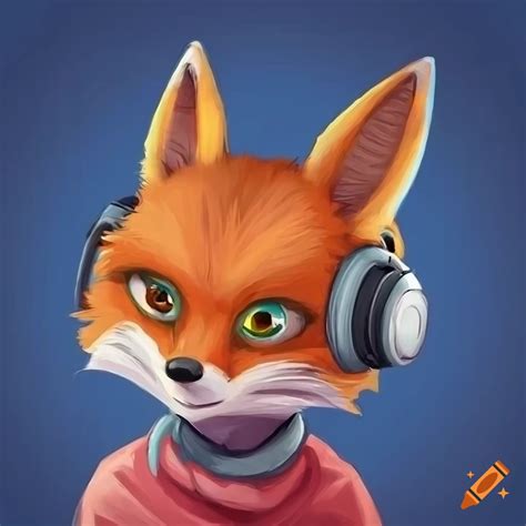 Art Of A Fox Wearing Headphones On Craiyon