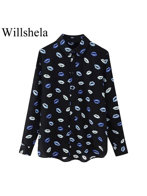 Willshela Women Fashion Printed Slim Fit Single Breasted Blouse Vintage