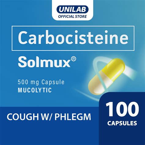 Unilab Solmux 500mg 100 Carbocisteine Capsules Fast And Trusted