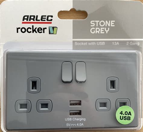 Arlecrockerstonegrey2gang13asocketwithusb For Sale Online Ebay