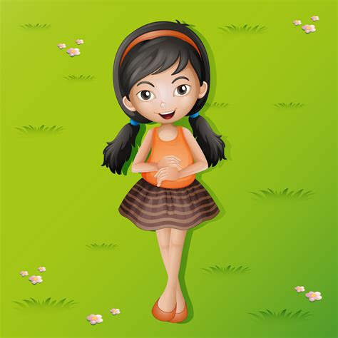 Happy girl lying on grass 368244 Vector Art at Vecteezy